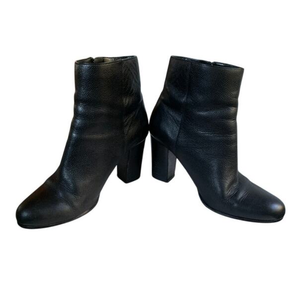 Black Leather Michael Kors Margaret Stacked High Heel Bootie Size 8 - Picture 5 of 10